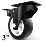 3inch Black Swivel Caster with Polyurethane Wheel and Locking Brake