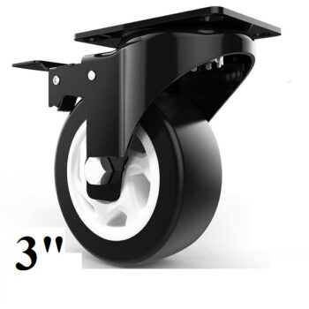 3inch Black Swivel Caster with Polyurethane Wheel and Locking Brake