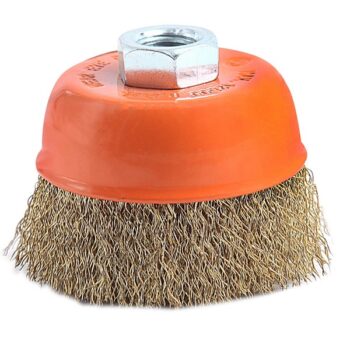3inch Wire Cup Brush - 75mm, Crimped, Arbor-Mount - Finder 196593