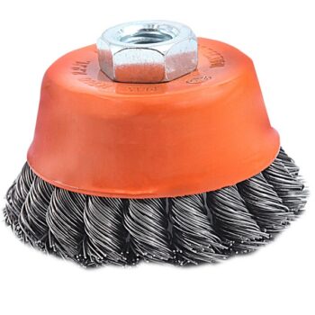 3inch Wire Cup Brush - 75mm, Twisted, Arbor-Mount - Finder 196596