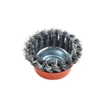4inch Wire Cup Brush - 100mm, Twisted, Arbor-Mount - Finder 196597