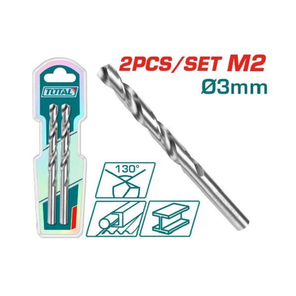3mm M2 HSS Drill Bit Set of 2Pcs - TOTAL TAC1200302