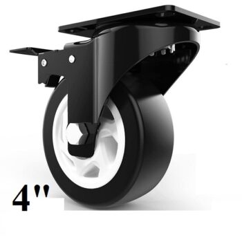 4inch Black Swivel Caster with Polyurethane Wheel and Locking Brake