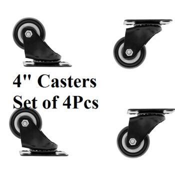 4inch Black Swivel Caster with Polyurethane Wheel and without Lock (Set of 4Pieces)