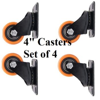 4inch Orange Swivel Caster with Polyurethane Wheel and without Lock (Set of 4Pieces)