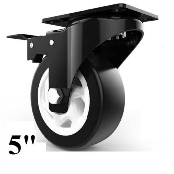 5inch Black Swivel Caster with Polyurethane Wheel and Locking Brake