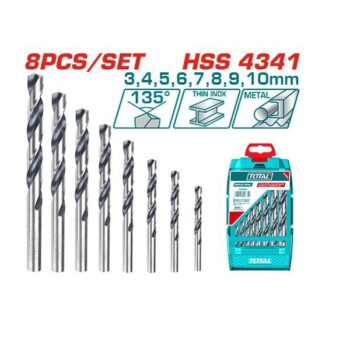 8 Pcs HSS Twist Drill Bits Set - TOTAL TACSD0085