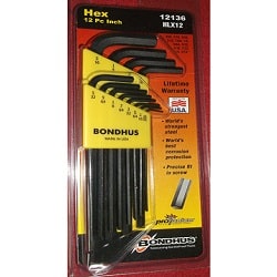 Bondhus HLX12 L-Shaped Imperial Allen Key Set - Long, Hex Key, 12 Piece