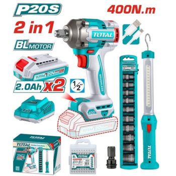 Cordless 2 pcs Combo Kit (Cordless Impact Wrench & Work Lamp) TOTAL TOSLI23048