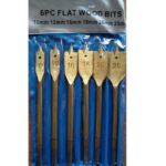 Flat-Blade Drill Bits for Wood - Set of 6pcs
