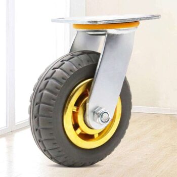 High Capacity Caster with Rubber Wheels - Black,  8inch Diameter