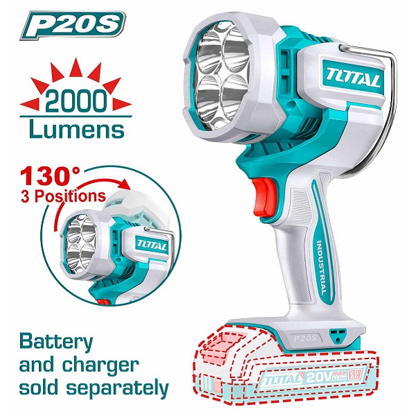 Li-ion Work Lamp with Battery and Charger Sold Separately- TOTAL TWLI2088 Portable Work Light