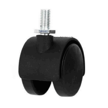 Light Duty Swivel Furniture Caster with Polyurethane Wheels - Black, threaded stem, 2inch