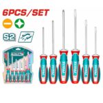 Screwdriver Set of 6 Pcs (SL5.5 * 5mm * 75mm, PH1 * 5mm * 75mm, SL5.5 * 5mm * 100mm, PH1 * 5mm * 100mm, SL6.5 * 6mm * 150mm, PH2 * 6mm * 150mm) - TOTAL TKSDS0626