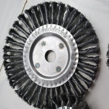 Wheel Wire Brush for Aggressive Cleaning - Twisted  Steel Bristles, 9inch, Arbor-Mount