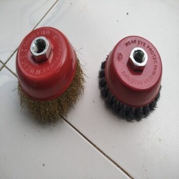 Wire Cup Brush for Flat Surfaces - Flexible Steel Bristles, Arbor-Mount