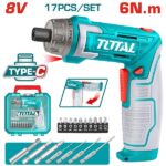 ¼inch Hex Shank Cordless Screwdriver - Total TSDLI08025 - 6.35mm( 1/4") 6Nm Li-Ion